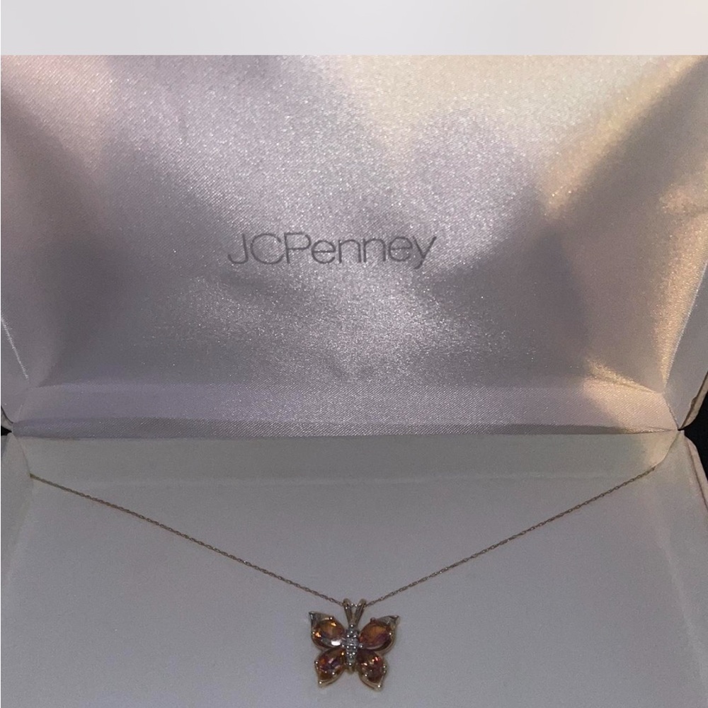 JCPenney 10k solid gold butterfly necklace with Gemstones